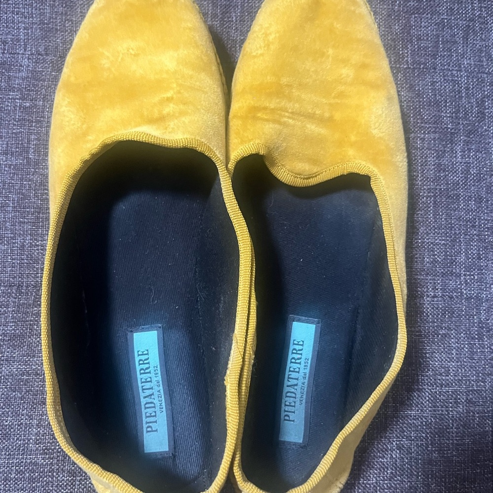 Piedaterre Yellow Velvet Flats